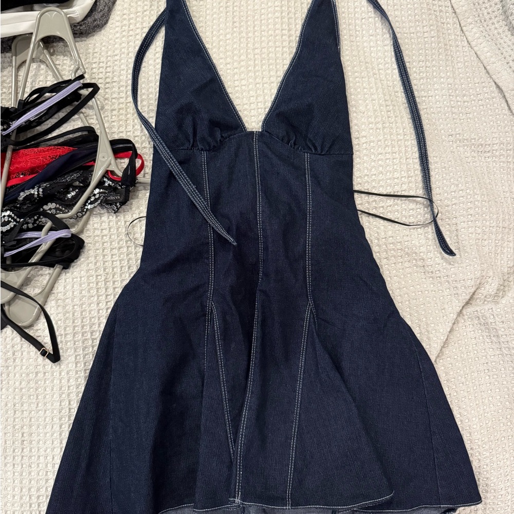 Kimchi Blue Dark Blue Jean Dress from Urban Outfitters